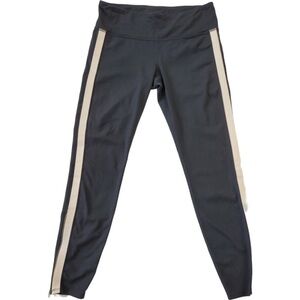 ✅ Athleta Metro Tux Stripe Black Chaturanga Ankle Zip Side Stripe Leggings M